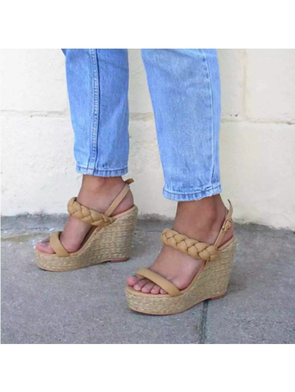 Kaanas Kendari Chunky Braided Wedge Platform Sandals Sand Size 9 retail $139
